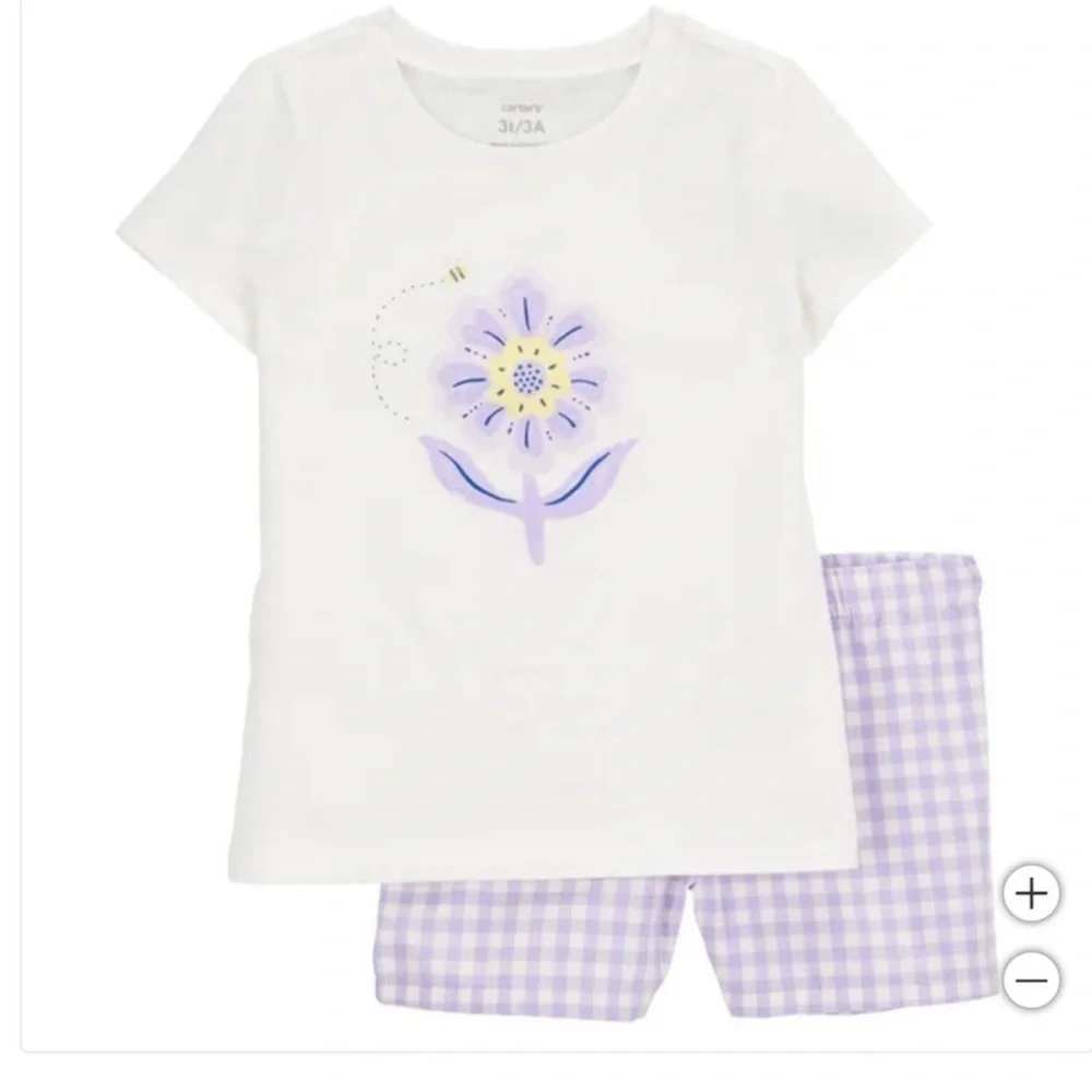 NWT Carter's Lavender Gingham and White Floral Set Size 2T